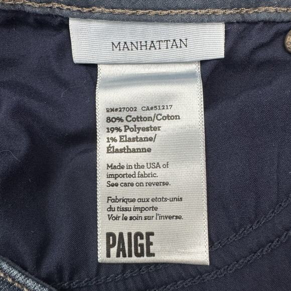 Paige Manhattan Bootcut Jeans Dark Wash Stretch Mid Rise Denim Women's Size 34 - Picture 9 of 11